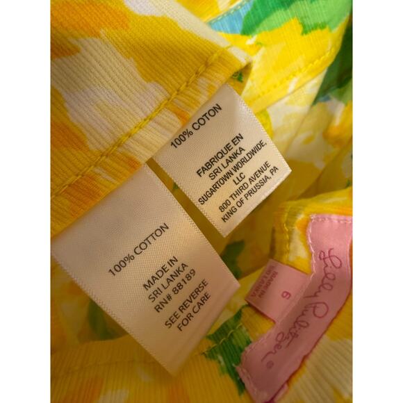 Lilly Pulitzer Shorts Size 6 Yellow Rose Print Back Zipper Preppy Cute Spring - Picture 4 of 7